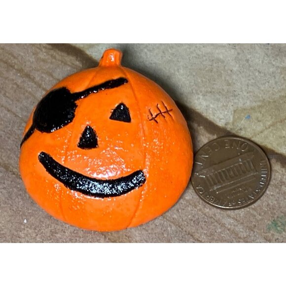 Halloween Pumpkin Pirate Brooch Pin Orange and Black Accessory - Picture 7 of 7